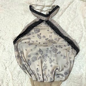 FREE PEOPLE CHOKER TIE TOGETHER OPEN BACK BODY SUIT HALTER TOP